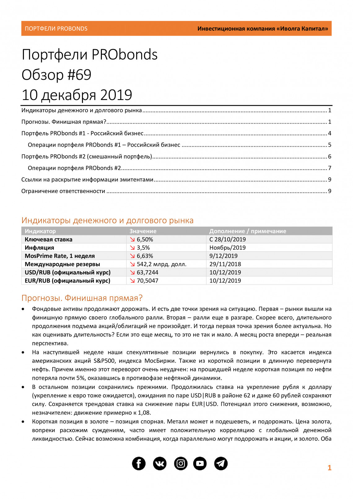 Обзор портфелей PRObonds, №69